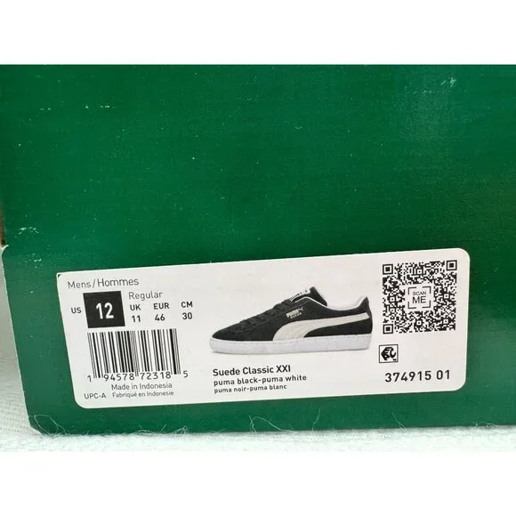 Puma Suede Classic Sneakers Black/White Size 12 US Mens‎ - Picture 4 of 9